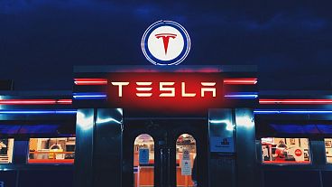A Euronews composite image of what a diner at a Tesla charging station could look like.