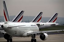 In this May 17, 2019 file photo, Air France planes are parked on the tarmac at Paris Charles de Gaulle airport, in Roissy, near Paris.