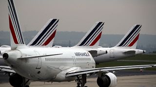 In this May 17, 2019 file photo, Air France planes are parked on the tarmac at Paris Charles de Gaulle airport, in Roissy, near Paris.