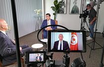 Tunisian president Kais Saied being interviwed by Euronews Aissa Boukanoun