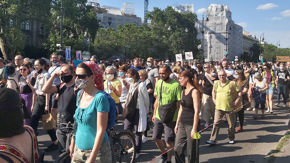 A "Tüntetés a Diákvárosért, a Fidesz ellen!" elnevezésű demonstráció, Budapest, 2021. június 5.