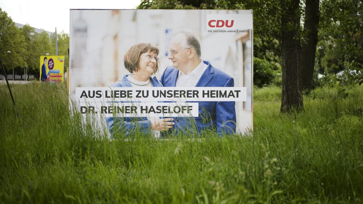 Wahlplakat mit Reiner Haseloff  in Sachsen-Anhalt