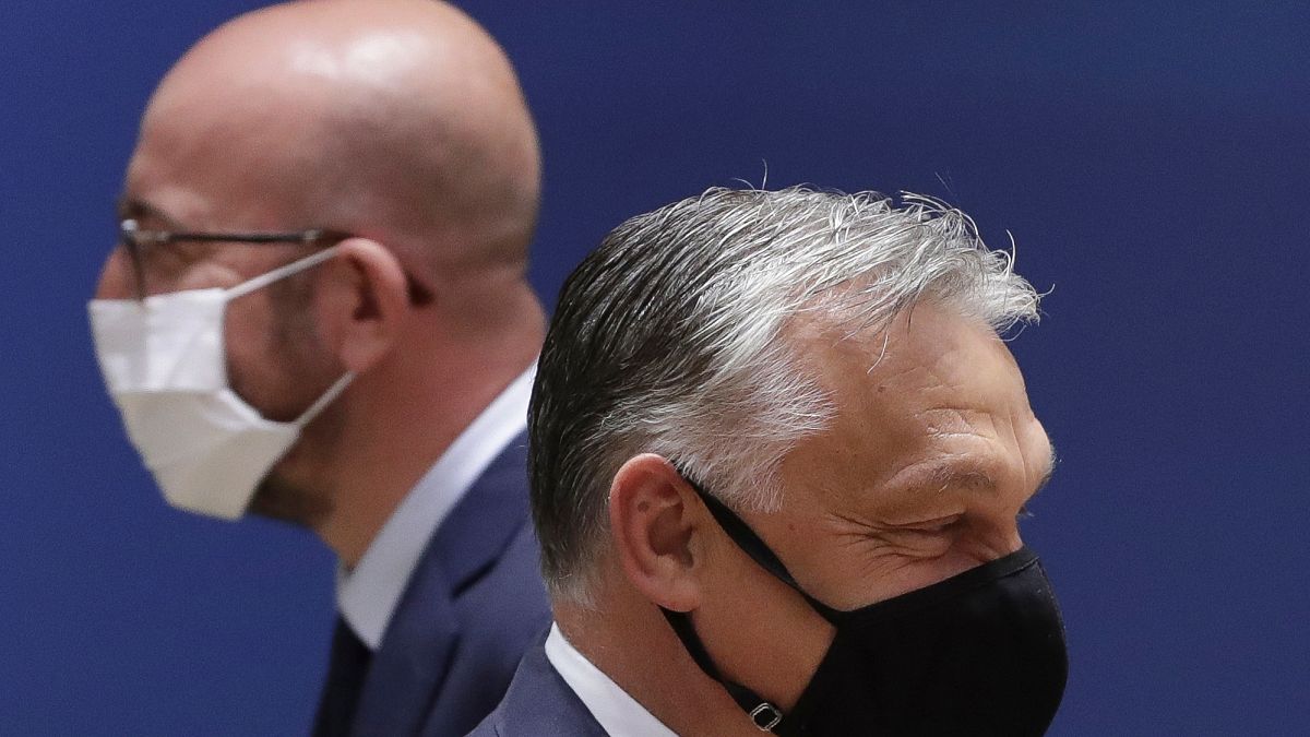 Charles Michel, az Európai Tanács elnöke és Orbán Viktor magyar miniszterelnök