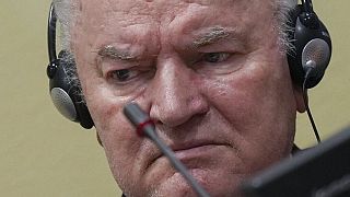 Ratko Mladic at the UN's Yugoslav war crimes tribunal in The Hague, Netherlands