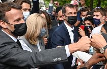 Emannuel Macron a délkelet-franciaországi Valence-ben, 2021. június 8-án