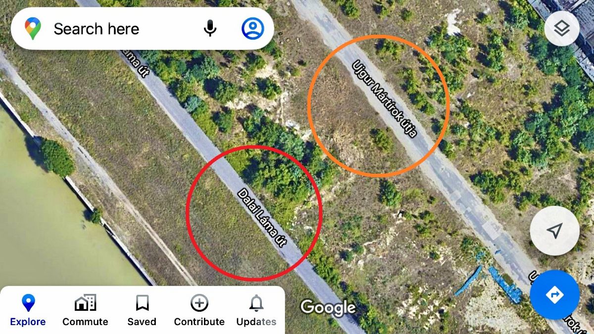 Képernyőfotó a Google Maps-en látható változásokról
