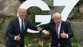 Boris Johnson greets Joe Biden in Cornwall ahead of G7 summit