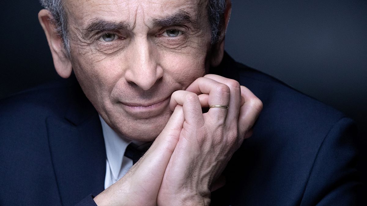 France's far-right ideologue Eric Zemmour poses during a photo session in Paris on April 22, 2021.
