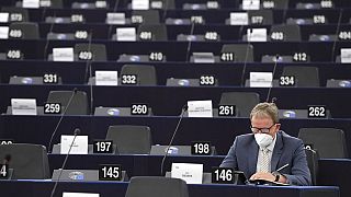 German European Parliament member Jens Gieseke attends the opening of the plenary session of the European Parliament in Strasbourg, eastern France, Monday June 7, 2021