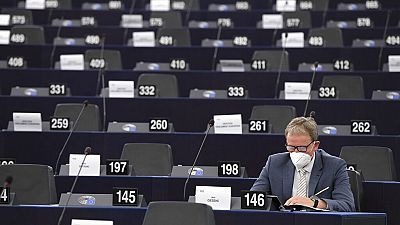 German European Parliament member Jens Gieseke attends the opening of the plenary session of the European Parliament in Strasbourg, eastern France, Monday June 7, 2021