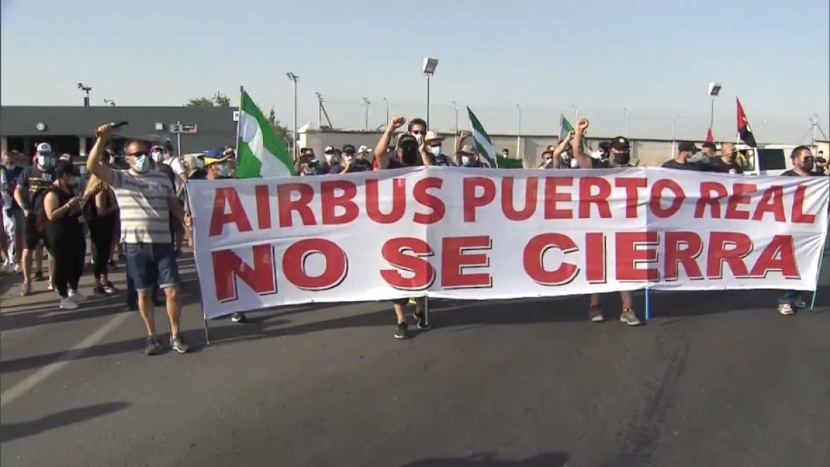 Manifestación de trabajadores de Airbus en Madrid