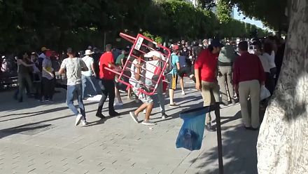Clashes in Tunis as police try to break up protest