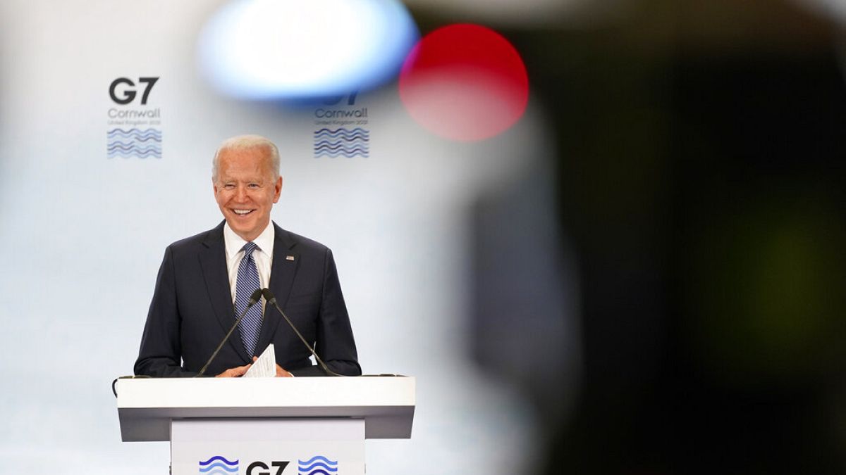 El presidente de EEUU Joe Biden durante una comparecencia en el G7.