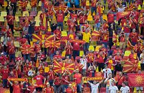 North Macedonia's supporters pictured at the National Arena stadium in Bucharest.