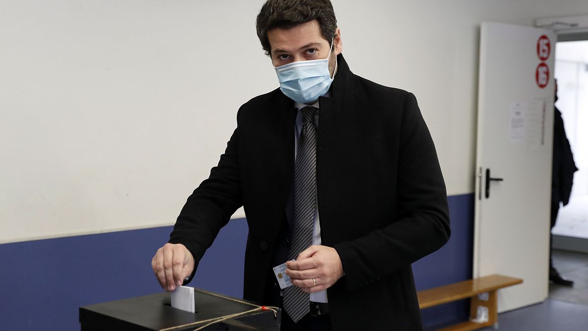Andre Ventura casts his ballot at a polling station in Lisbon during January's presidential election.