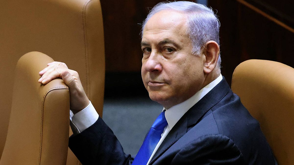 رئيس الوزراء الإسرائيلي السابق بنيامين نتنياهو في الكنيست بالقدس، 13 يونيو 2021