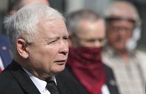 Poland's ruling party leader Jaroslaw Kaczynski attends a police-guarded ceremony in Warsaw.