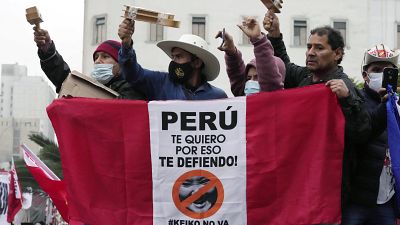 Manifestación de simpatizantes de Pedro Castillo en Lima, el 12 de junio de 2021