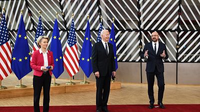 شاهد: استقبال الرئيس الأمريكي جو بايدن في مقر الاتحاد الأوروبي في بروكسل