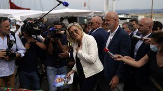 La diputada Marine Le Pen en un acto de campaña