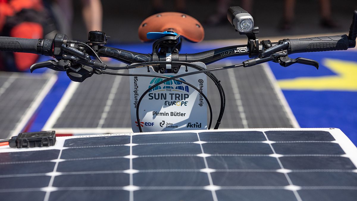 Cyclists on solar-powered bikes set off on a 10,000-km tour of Europe
