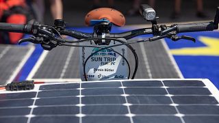 Cyclists on solar-powered bikes set off on a 10,000-km tour of Europe