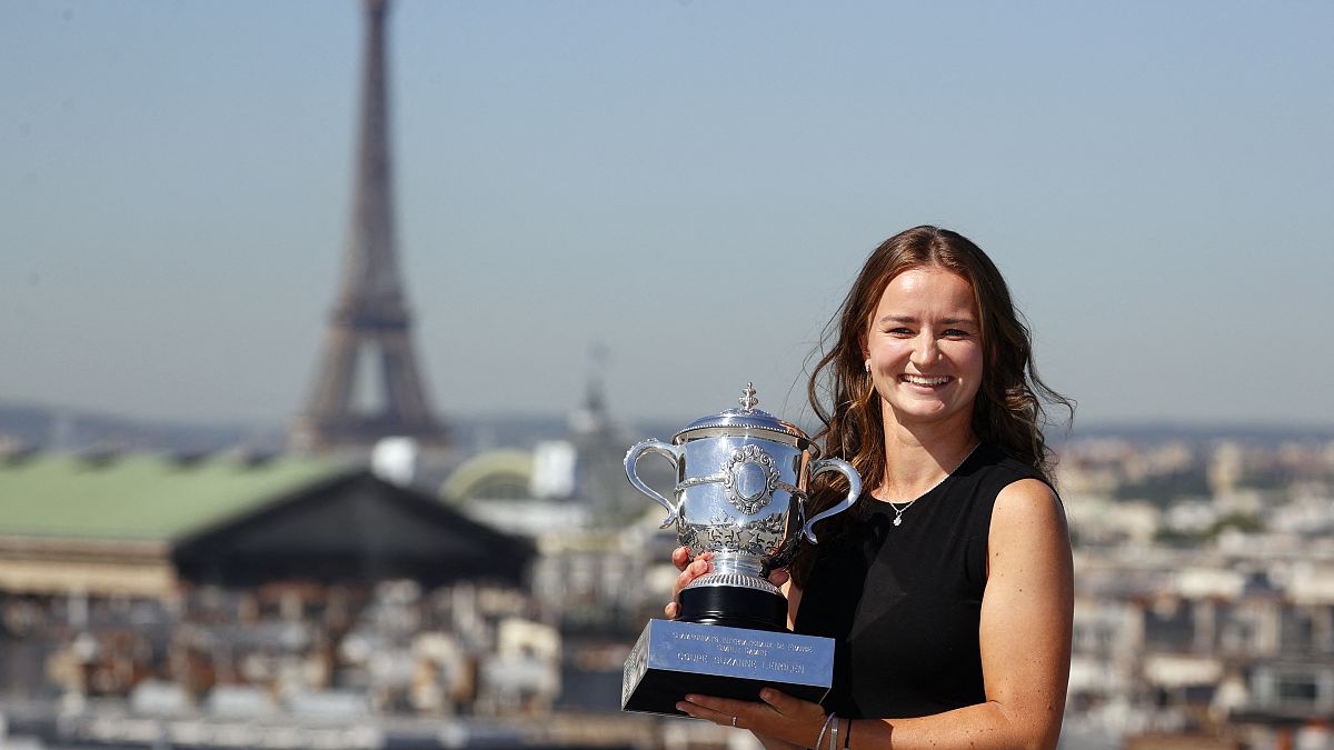 Czech tennis star Barbora Krejcikova with the French Open trophy