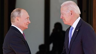 President Joe Biden and Russian President Vladimir Putin, arrive to meet at the 'Villa la Grange', Wednesday, June 16, 2021, in Geneva, Switzerland. 