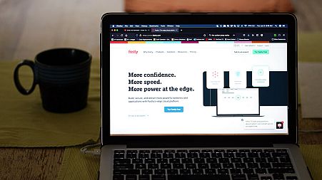 FILE: The Fastly home page is seen on Tuesday, June 8, 2021, in Los Angeles.