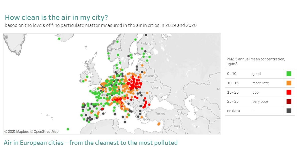 A városi levegő minőségét jelző térkép