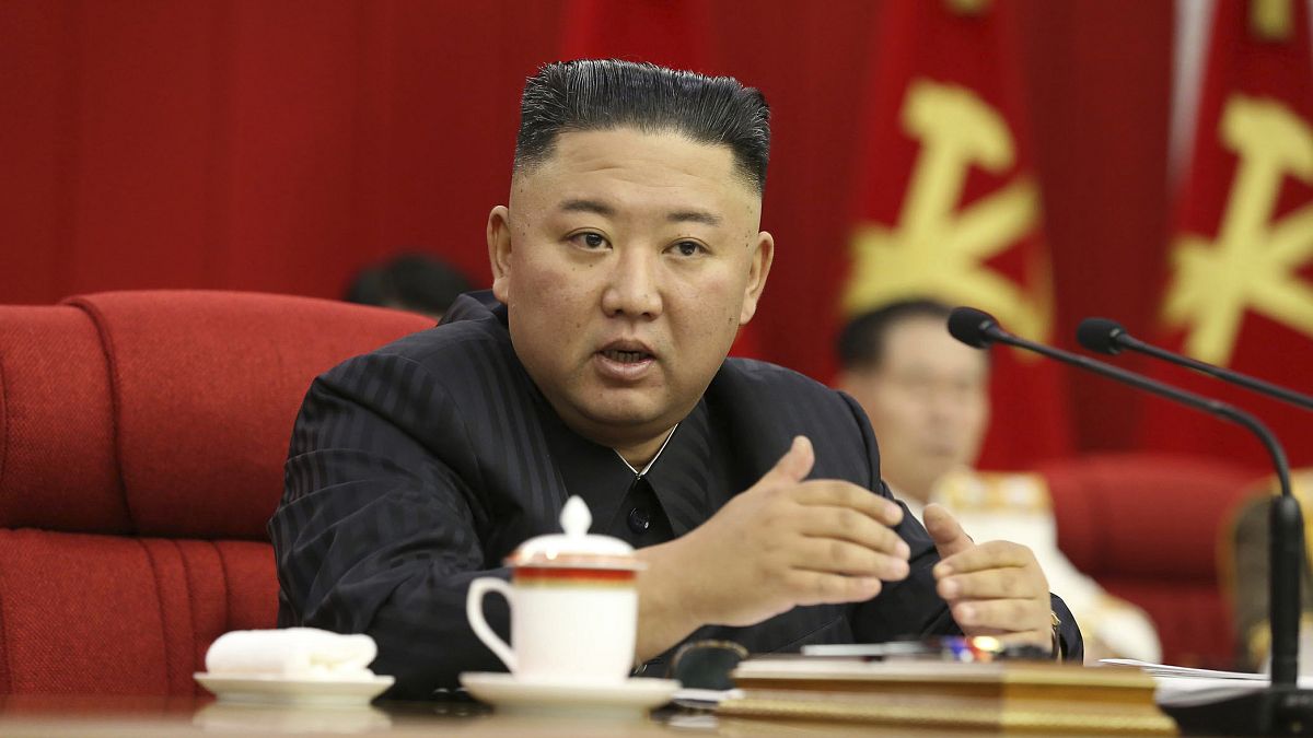 North Korean leader Kim Jong Un speaks during a Workers' Party meeting in Pyongyang