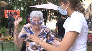 Elderly people fully vaccinated have fun at care home`s music festival 