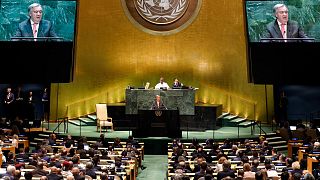 File photo of UN Secretary General Antonio Guterres addressing the 74th session of the United Nations General Assembly, Tuesday, Sept. 24, 2019