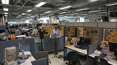 Die Redaktion der regierungskritischen Hongkonger Zeitung Apple Daily am 17. Juni 2021