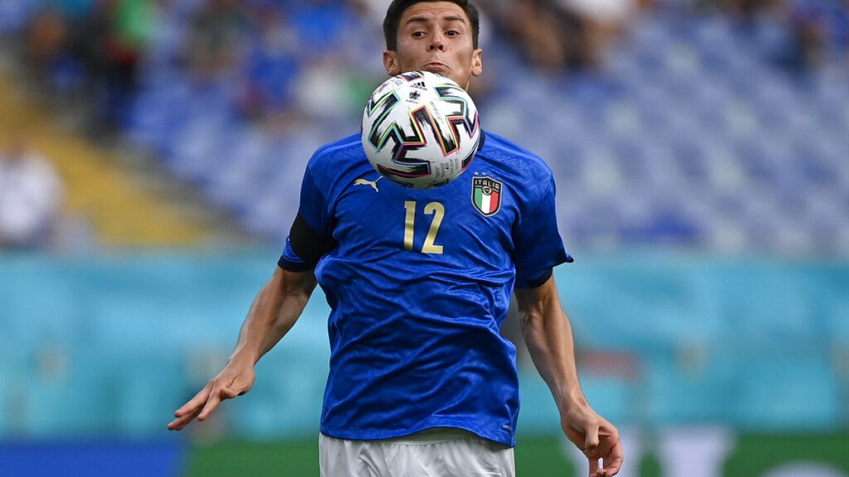 Italy's Matteo Pessina chests the ball during the Euro 2020 match on Sunday