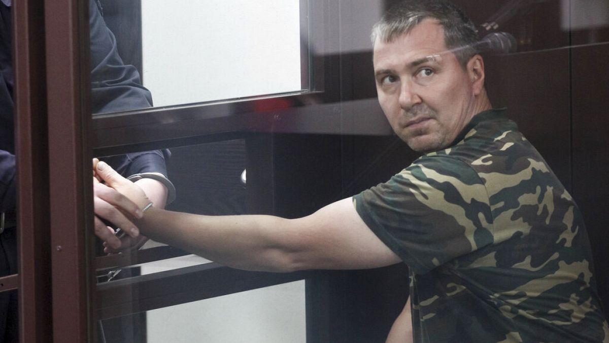 Alexander Popov appears in court in the city of Gorodets, charged with the murder of student Catherine Serou