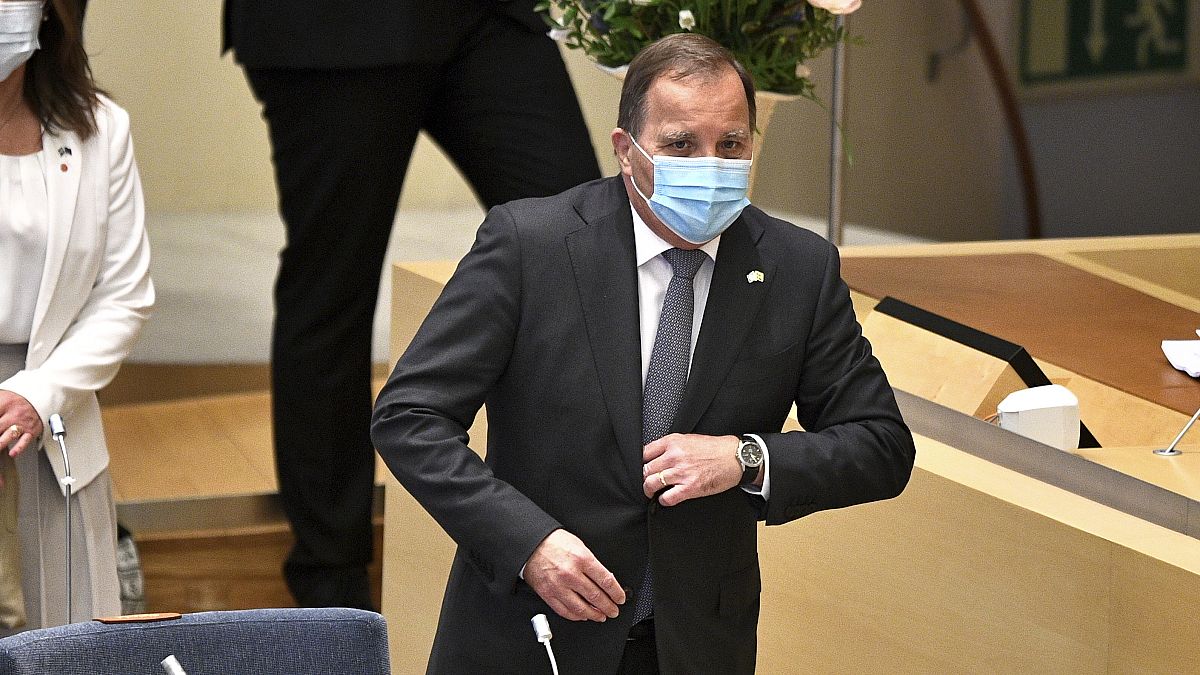 Schwedens Regierungschef Stefan Löfven an diesem Montag bei der Vertrauensabstimmung im Parlament