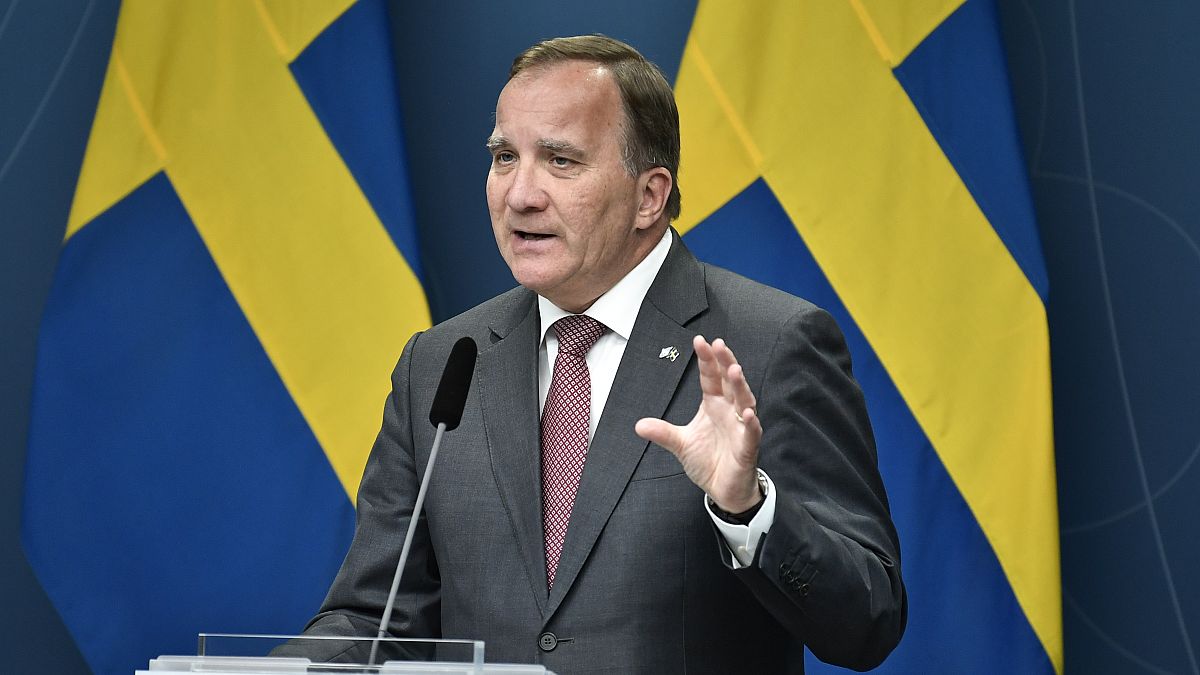 Sweden's Prime Minister Stefan Lofven speaks during a media conference at Rosenbad in Stockholm, Sweden, June 16, 2021.