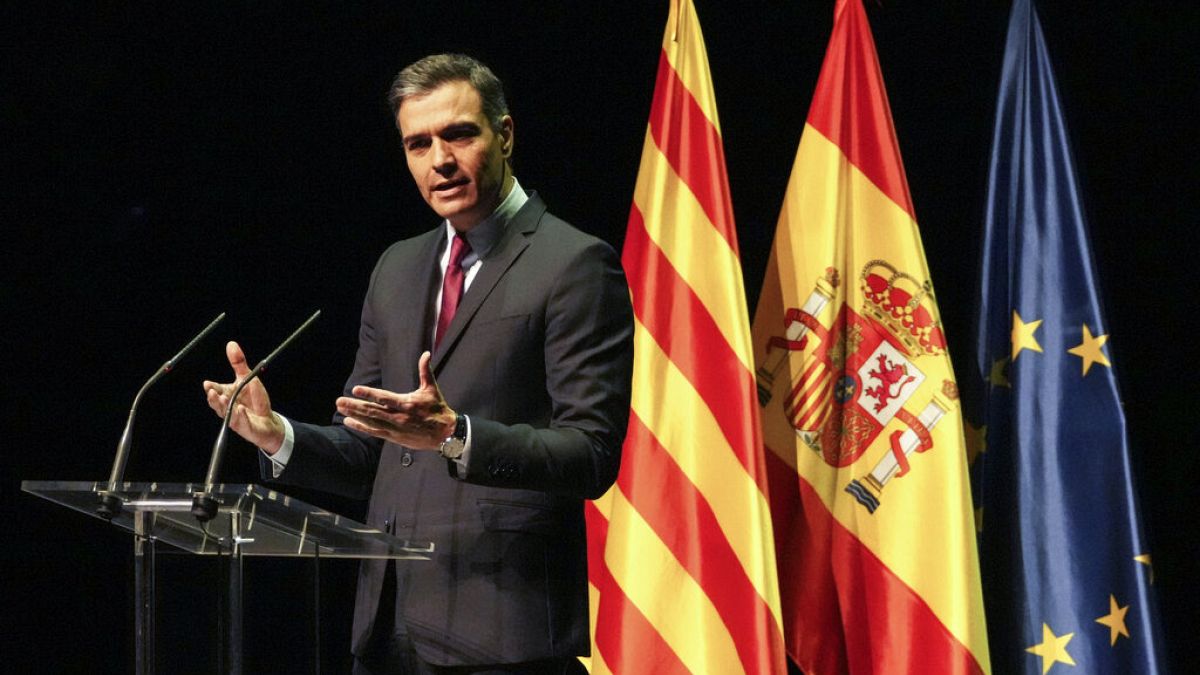 Pedro Sanchez bei seiner Rede in Barcelona