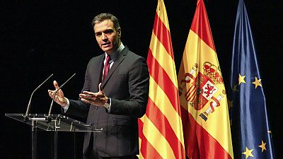 Pedro Sanchez bei seiner Rede in Barcelona