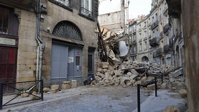 Rubble after a building collapsed in Bordeaux