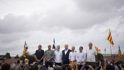 Los líderes del proceso independentista en Cataluña a su salida de a cárcel