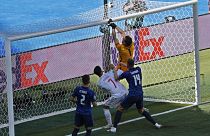 Slovakia's goalkeeper Martin Dubravka scores an own-goal during the Euro 2020 group E match between Slovakia and Spain, in Seville, Spain, Wednesday June. 23, 2021