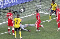 Poland's Robert Lewandowski fails to score during the Euro 2020 group D match between Sweden and Poland, at the St. Petersburg stadium, Russia, Wednesday, June 23, 2021.