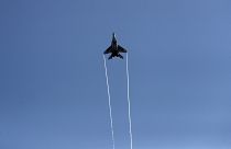 A Serbian Army MiG-29 jet fighter performs over Batajnica during military exercises.