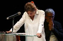 Ingrid Betancourt durante su primer encuentro público con altos mandos de las antiguas FARC