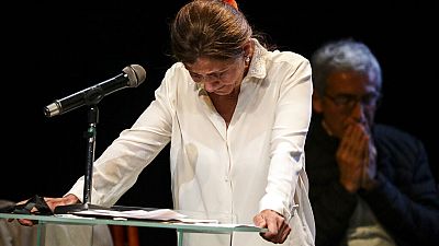 Ingrid Betancourt durante su primer encuentro público con altos mandos de las antiguas FARC