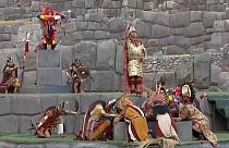 Celebración del Inti Raymi o Fiesta del Sol en el complejo arqueológico de Sacsayhuamán (Perú)