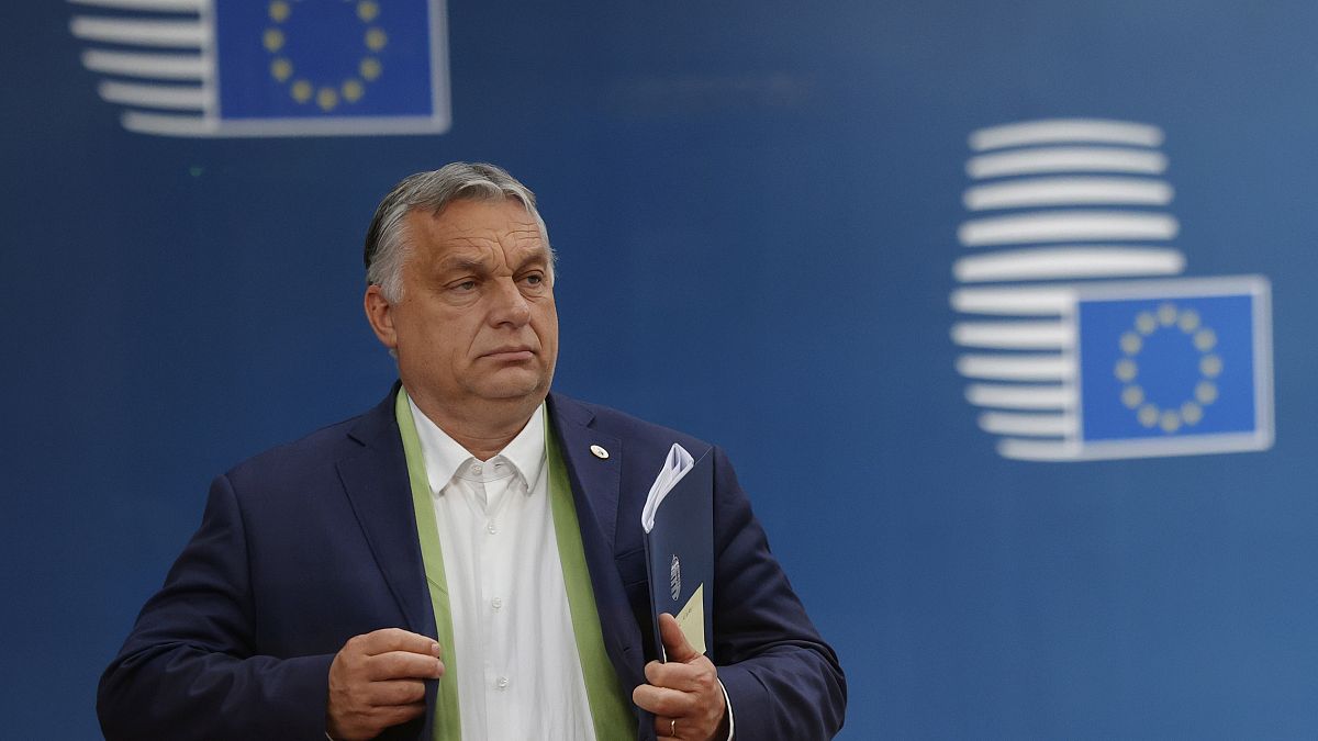 Hungarian Prime Minister Viktor Orban leaves at the end of an EU summit at the European Council building in Brussels, June 25, 2021.