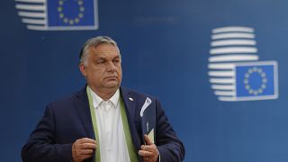 Hungarian Prime Minister Viktor Orban leaves at the end of an EU summit at the European Council building in Brussels, June 25, 2021.